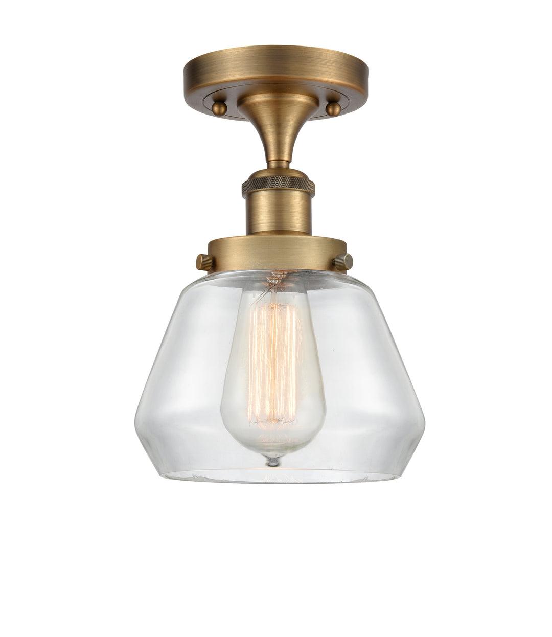 Innovations Lighting Fulton 6" Semi-Flush Mount - Brushed Brass Ceiling Semi Flush Mounts Innovations Lighting Clear ; Glass Type: Transparent  