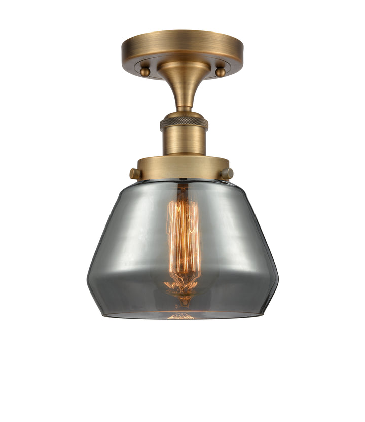 Innovations Lighting Fulton 6" Semi-Flush Mount - Brushed Brass Ceiling Semi Flush Mounts Innovations Lighting Light Smoke ; Glass Type: Smoked  