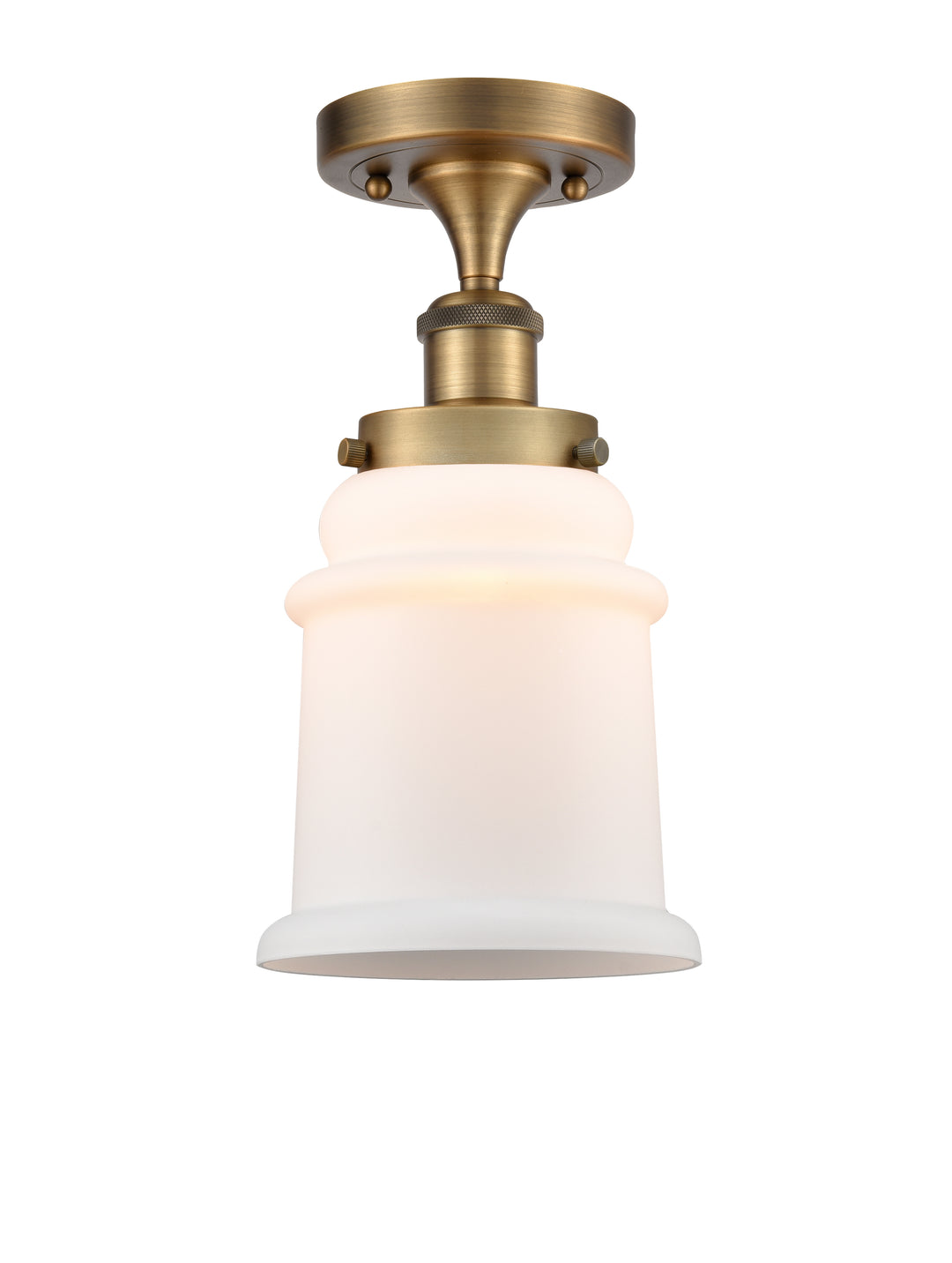 Innovations Lighting Canton 6" Semi-Flush Mount - Brushed Brass Ceiling Semi Flush Mounts Innovations Lighting Matte White ; Glass Type: Frosted  