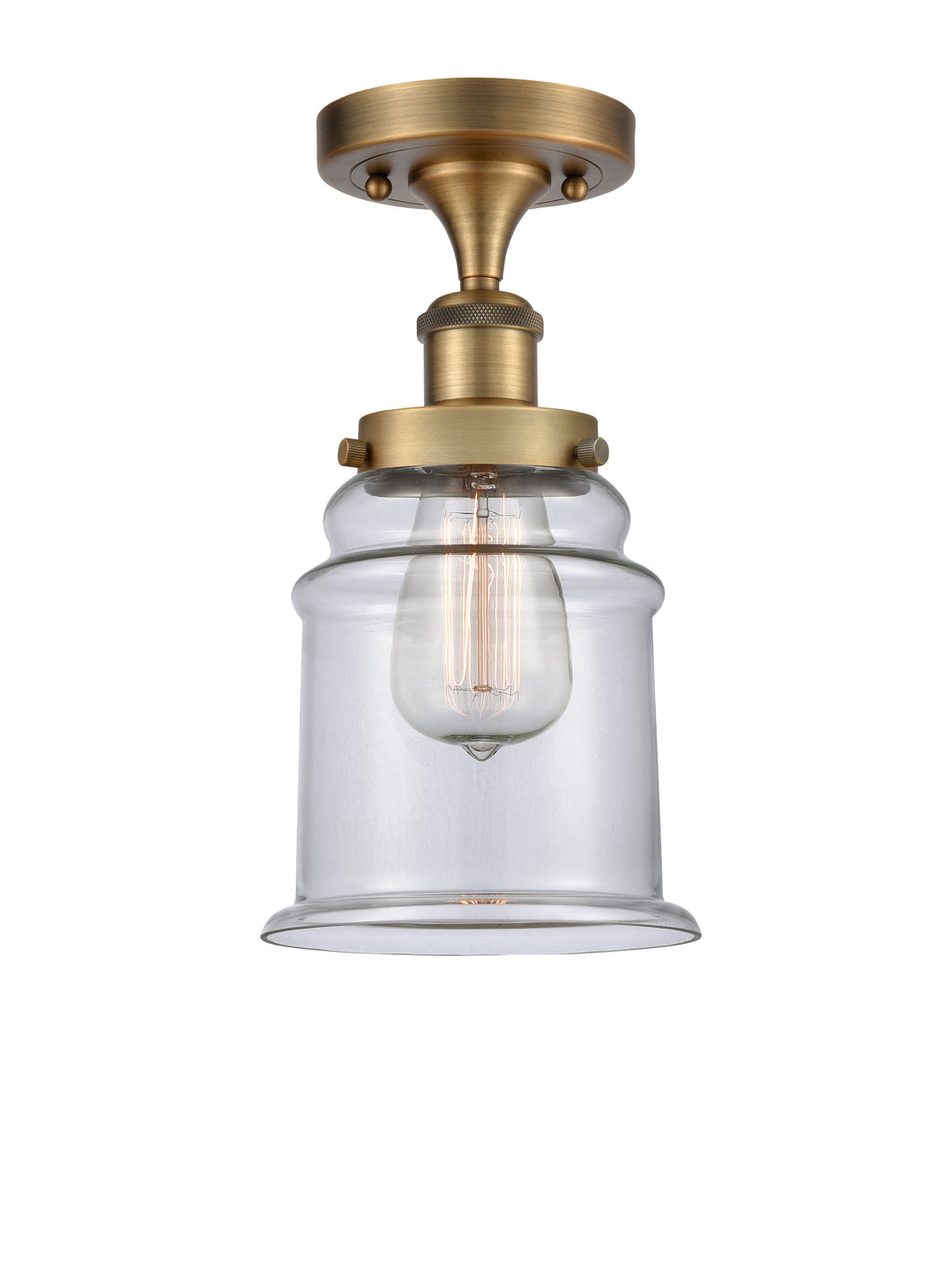 Innovations Lighting Canton 6" Semi-Flush Mount - Brushed Brass Ceiling Semi Flush Mounts Innovations Lighting Clear ; Glass Type: Transparent  