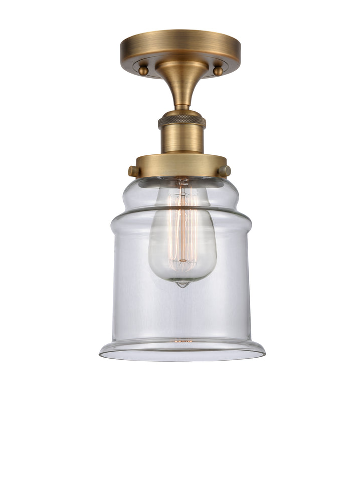 Innovations Lighting Canton 6" Semi-Flush Mount - Brushed Brass Ceiling Semi Flush Mounts Innovations Lighting Clear ; Glass Type: Transparent  