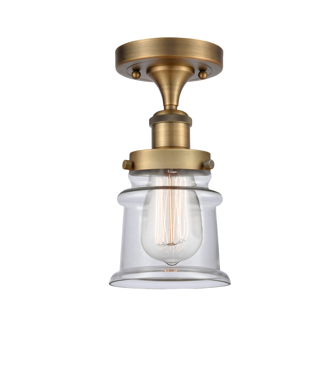 Innovations Lighting Canton 5" Semi-Flush Mount - Brushed Brass Ceiling Semi Flush Mounts Innovations Lighting Clear ; Glass Type: Transparent  