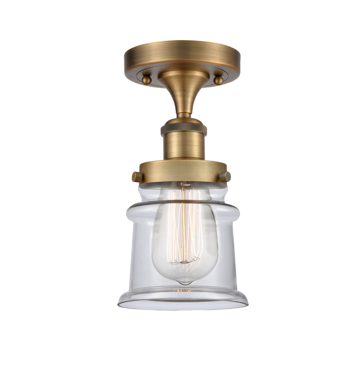 Innovations Lighting Canton 5" Semi-Flush Mount - Brushed Brass Ceiling Semi Flush Mounts Innovations Lighting Clear ; Glass Type: Transparent  