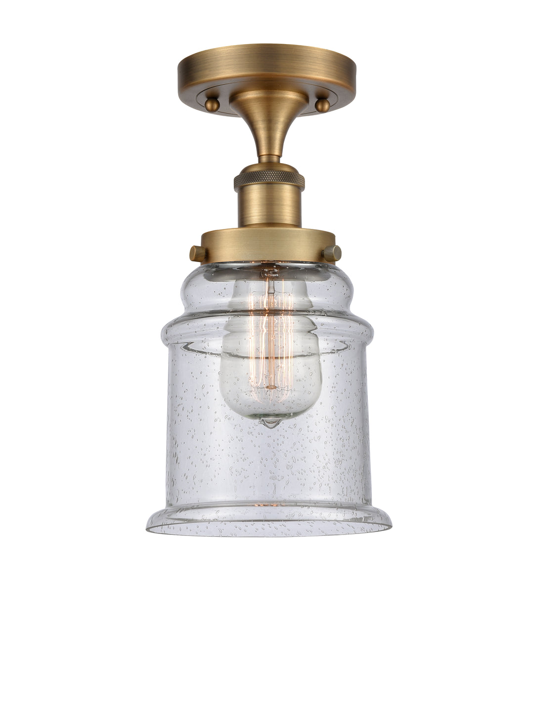 Innovations Lighting Canton 6" Semi-Flush Mount - Brushed Brass Ceiling Semi Flush Mounts Innovations Lighting Seedy ; Glass Type: Seedy  