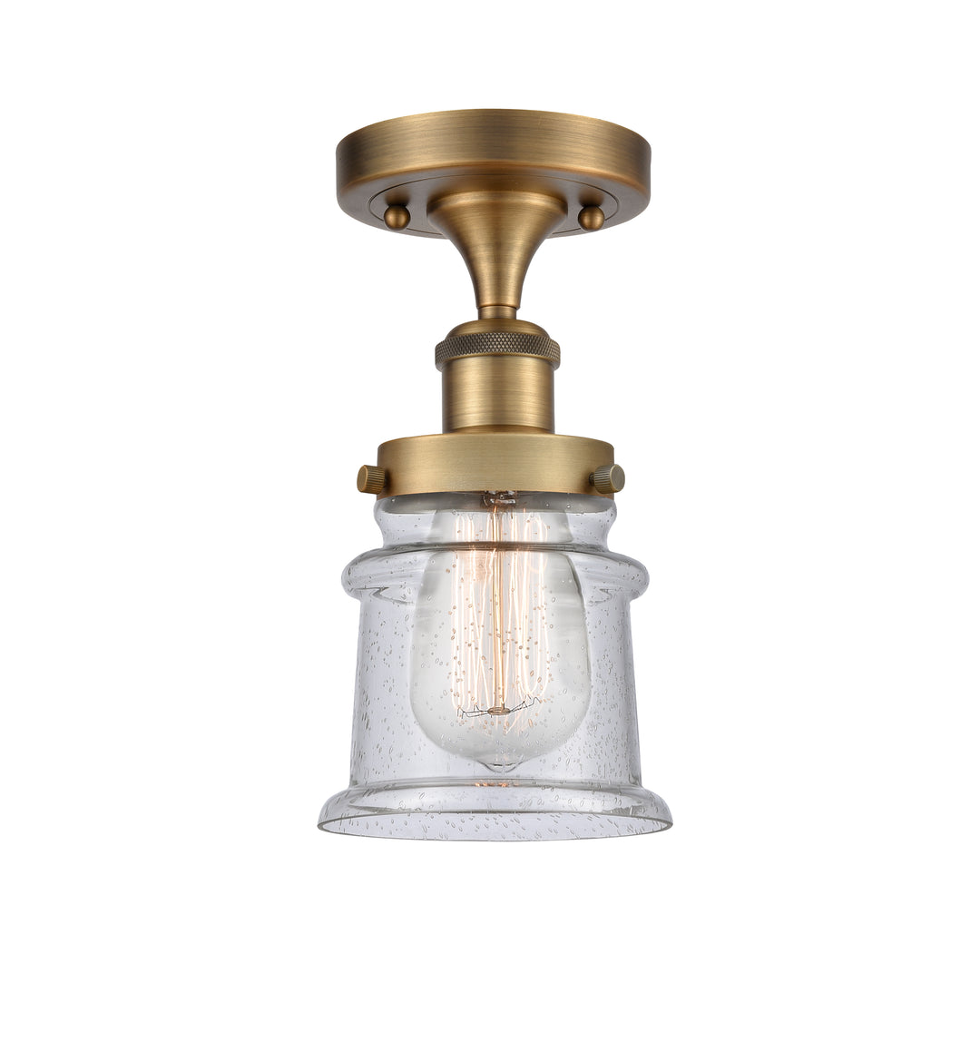 Innovations Lighting Canton 5" Semi-Flush Mount - Brushed Brass Ceiling Semi Flush Mounts Innovations Lighting Seedy ; Glass Type: Seedy  