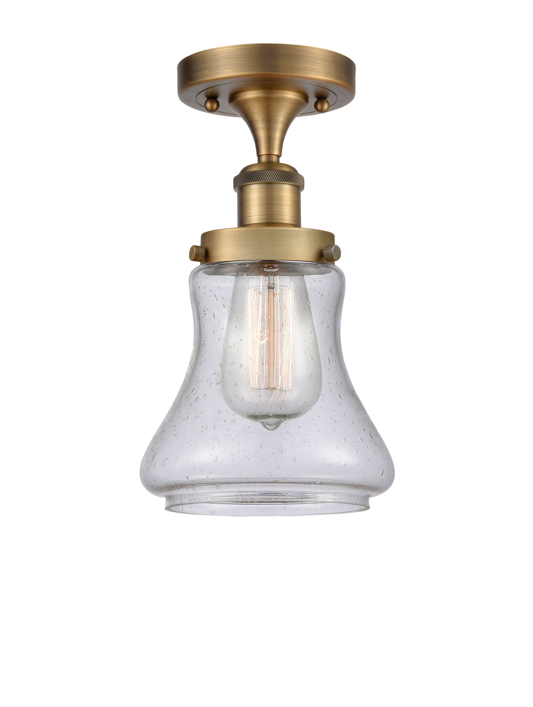 Innovations Lighting Bellmont 6" Semi-Flush Mount - Brushed Brass Ceiling Semi Flush Mounts Innovations Lighting Seedy ; Glass Type: Seedy  