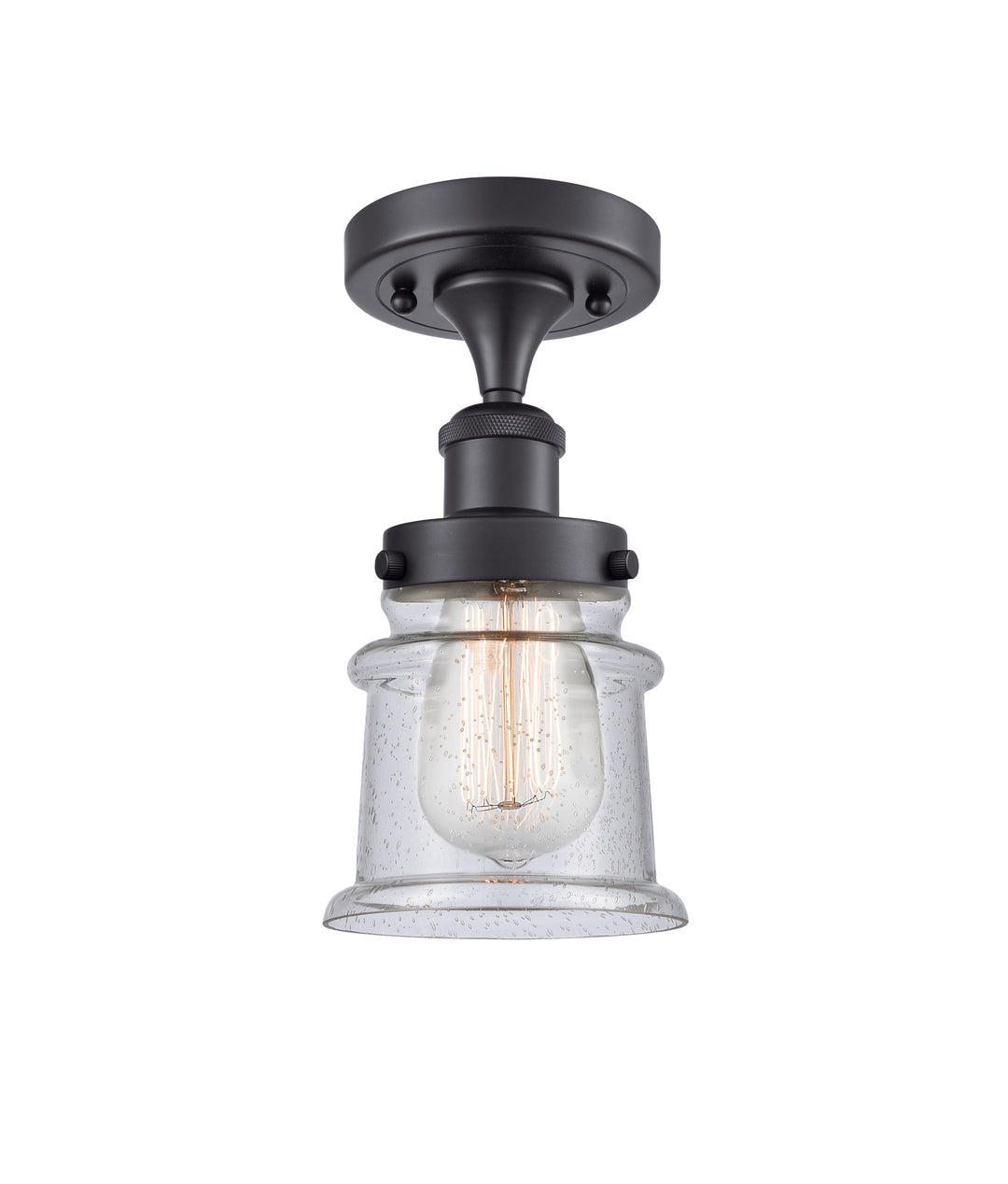 Innovations Lighting Canton 5" Semi-Flush Mount - Matte Black Ceiling Semi Flush Mounts Innovations Lighting Seedy ; Glass Type: Seedy  