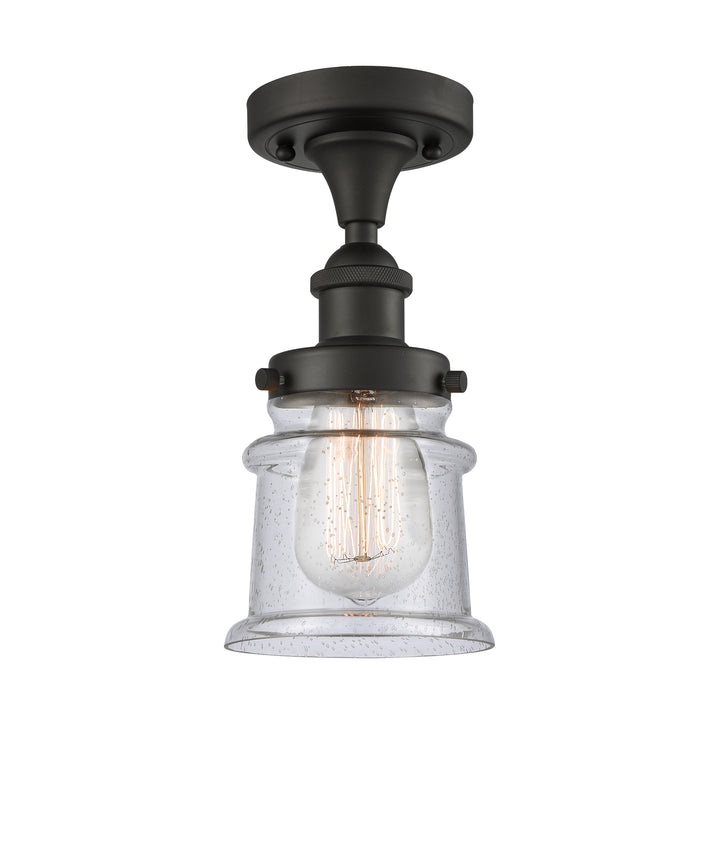 Innovations Lighting Canton 5" Semi-Flush Mount - Oil Rubbed Bronze Ceiling Semi Flush Mounts Innovations Lighting Seedy ; Glass Type: Seedy  