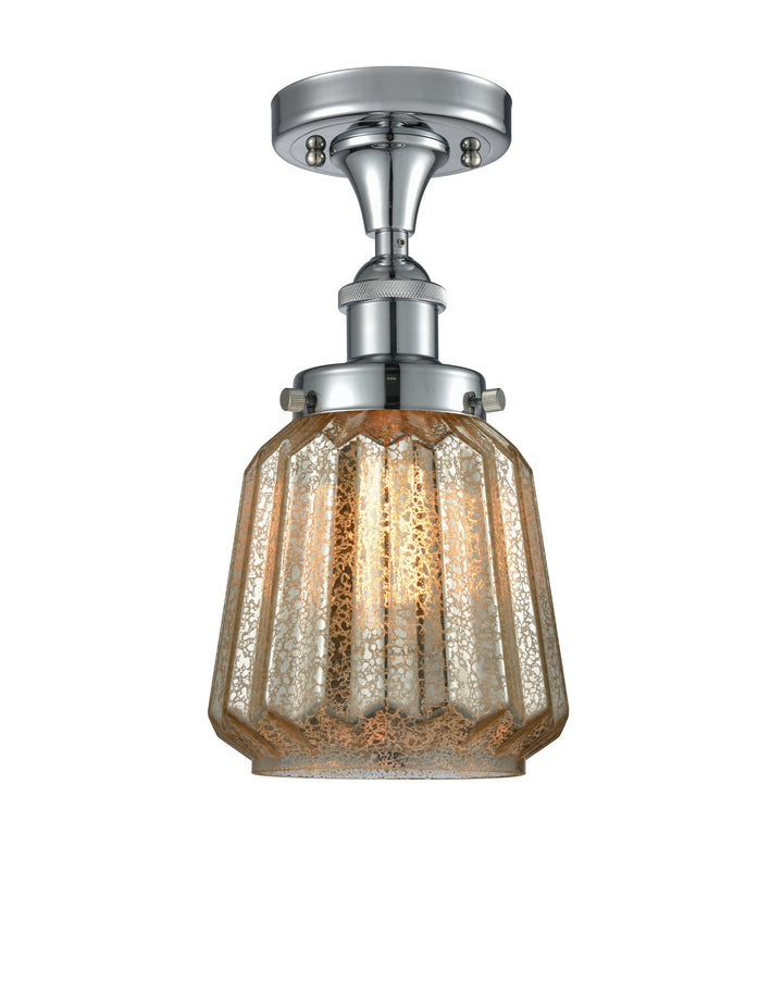 Innovations Lighting Chatham 6" Semi-Flush Mount - Polished Chrome Ceiling Semi Flush Mounts Innovations Lighting Mercury ; Glass Type: Mercury; Ribbed  