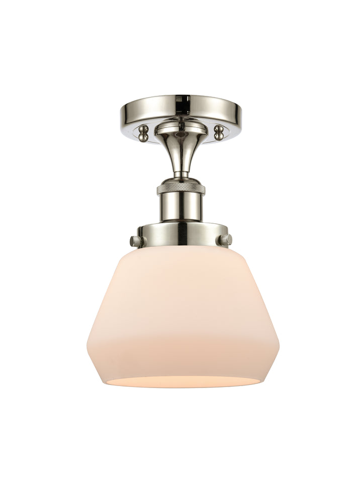 Innovations Lighting Fulton 6" Semi-Flush Mount - Polished Nickel Ceiling Semi Flush Mounts Innovations Lighting Matte White ; Glass Type: Frosted  