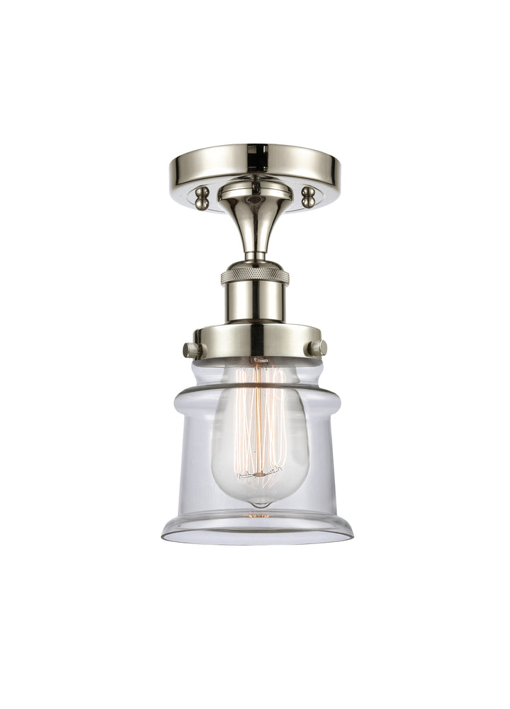 Innovations Lighting Canton 5" Semi-Flush Mount - Polished Nickel Ceiling Semi Flush Mounts Innovations Lighting Clear ; Glass Type: Transparent  