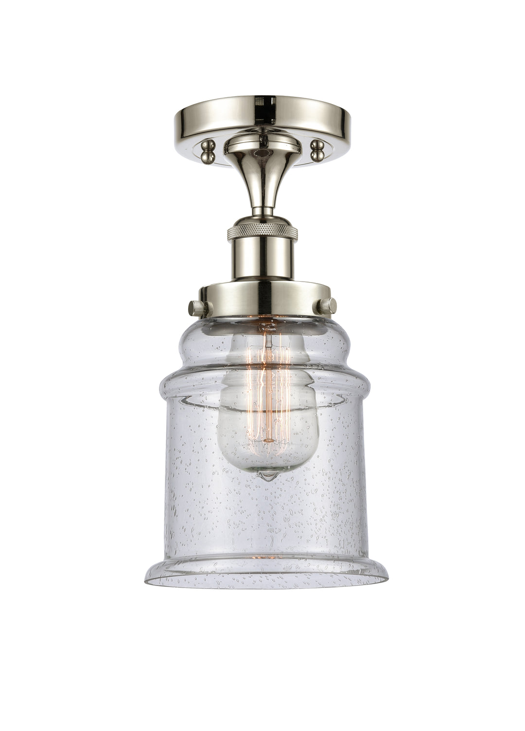 Innovations Lighting Canton 6" Semi-Flush Mount - Polished Nickel Ceiling Semi Flush Mounts Innovations Lighting Seedy ; Glass Type: Seedy  