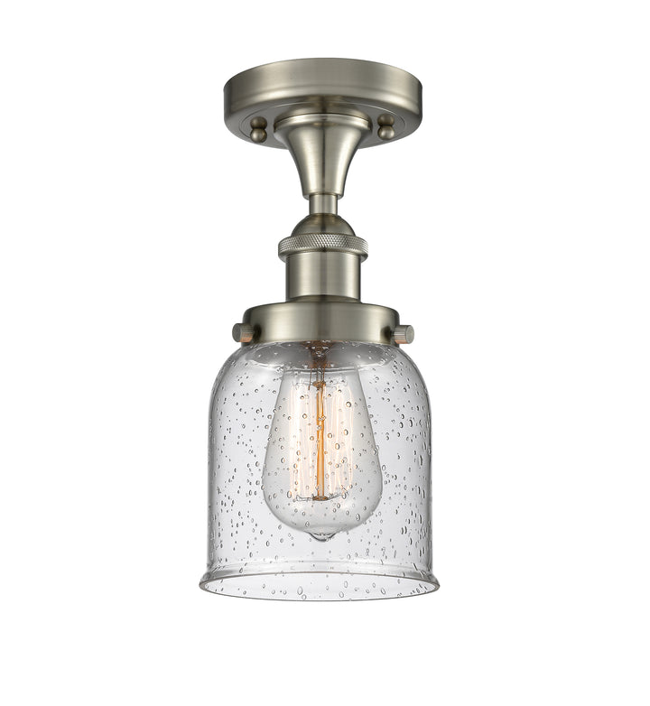 Innovations Lighting Bell 5" Semi-Flush Mount - Brushed Satin Nickel Ceiling Semi Flush Mounts Innovations Lighting Seedy ; Glass Type: Seeded  