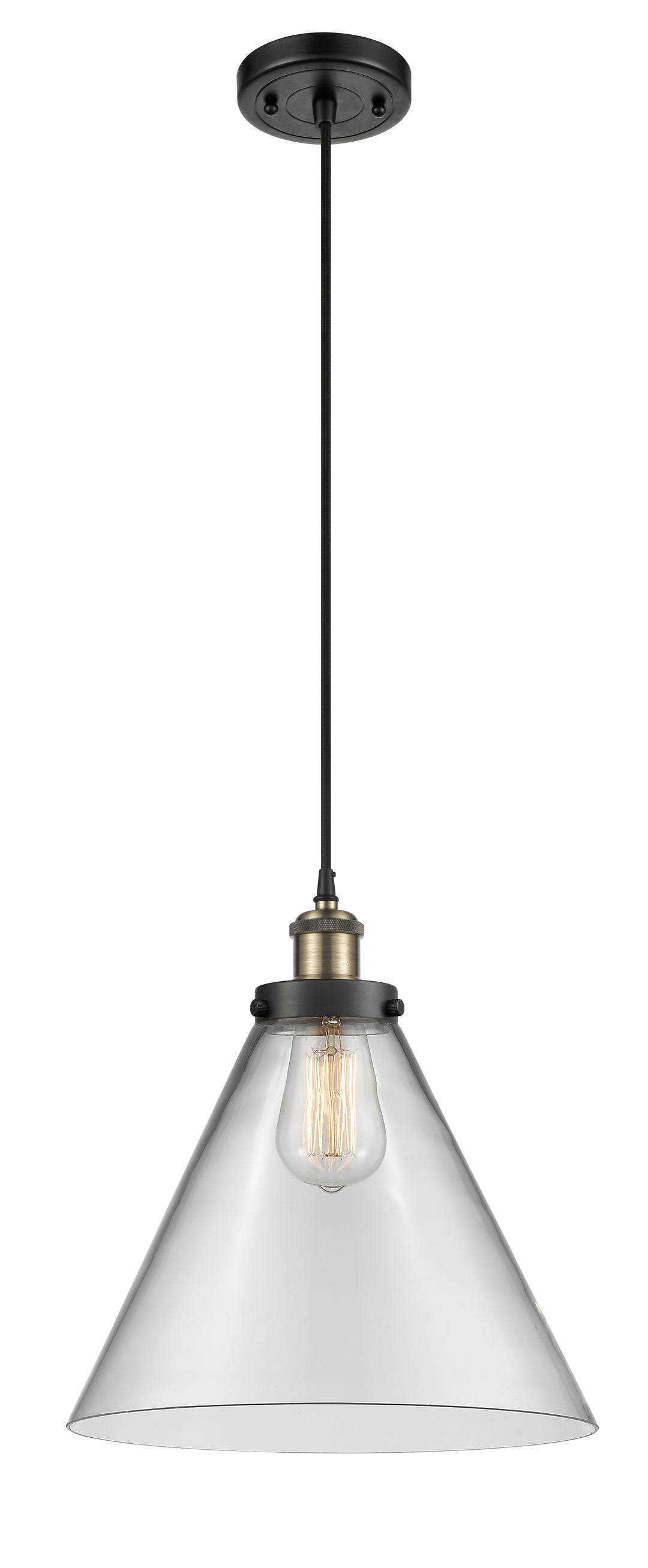 Innovations Lighting Cone 12" Mini Pendant - Black Antique Brass Mini-Pendants Innovations Lighting   