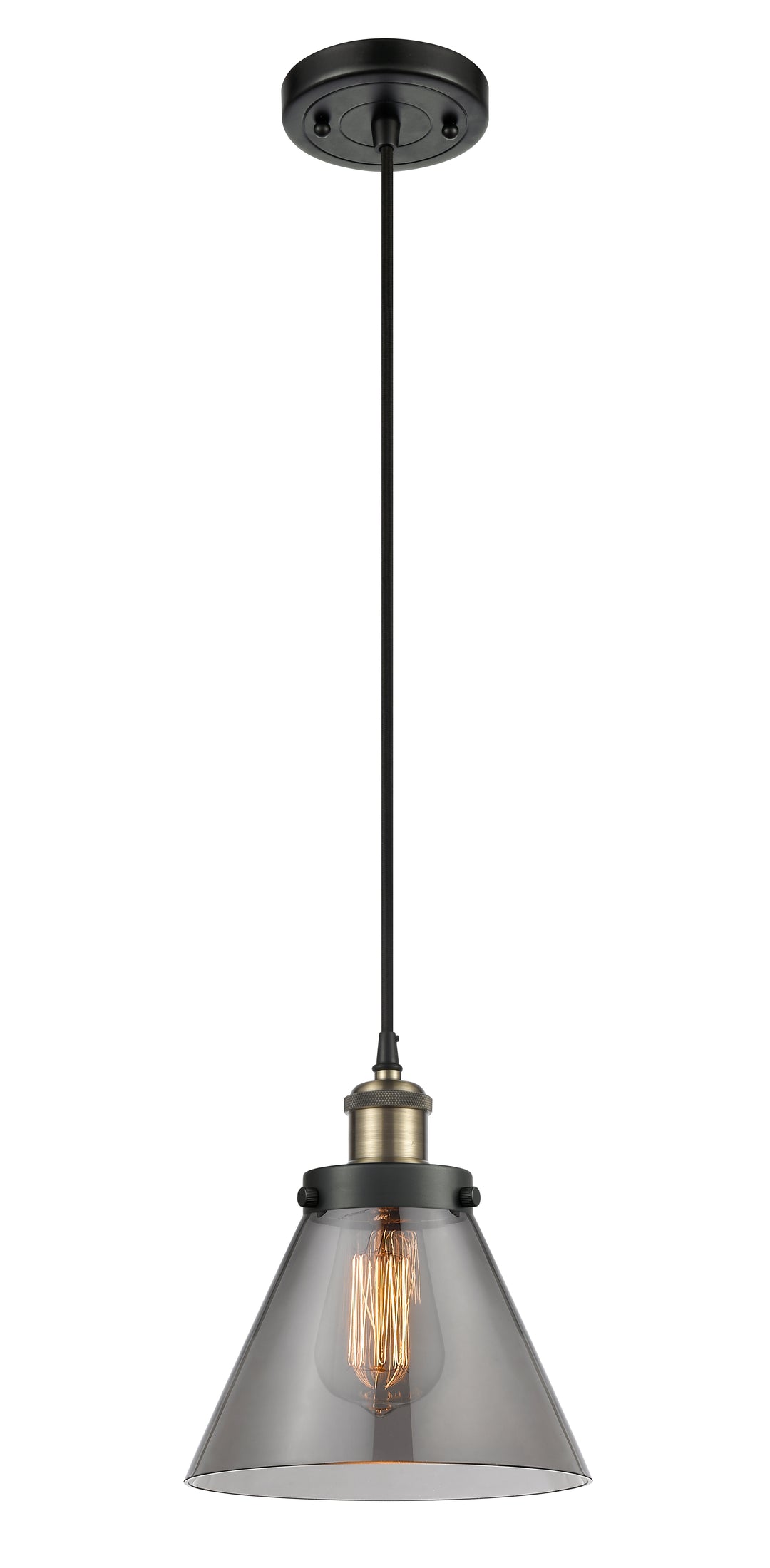 Innovations Lighting Cone 8" Mini Pendant - Black Antique Brass Mini-Pendants Innovations Lighting   