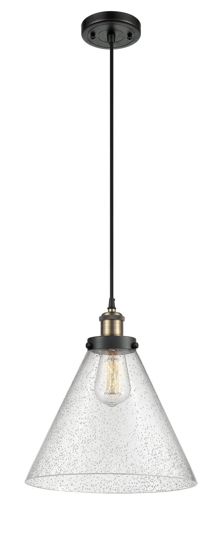 Innovations Lighting Cone 12" Mini Pendant - Black Antique Brass Mini-Pendants Innovations Lighting   