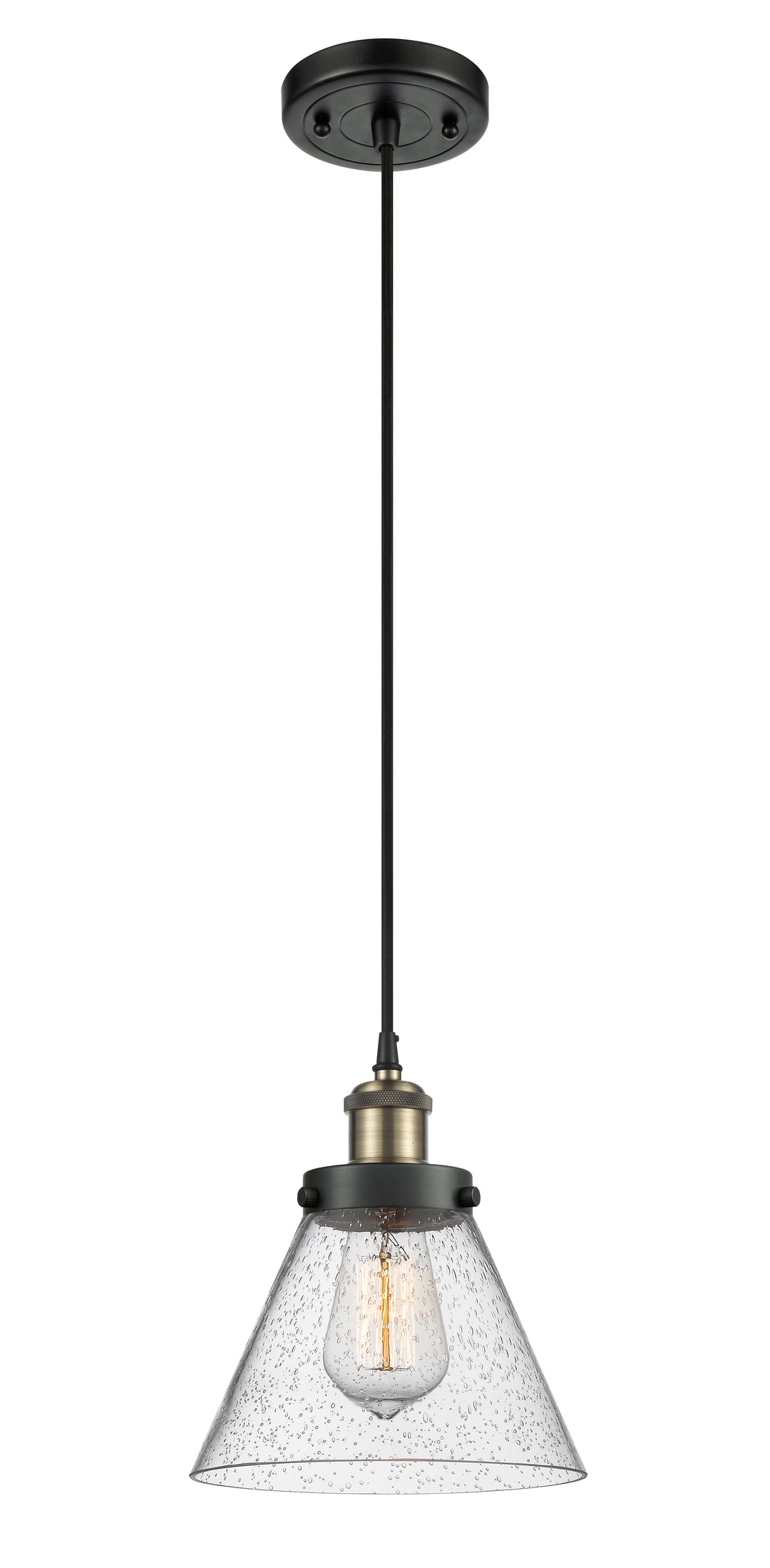 Innovations Lighting Cone 8" Mini Pendant - Black Antique Brass Mini-Pendants Innovations Lighting   