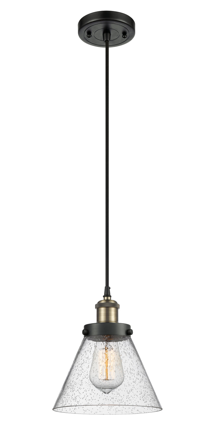 Innovations Lighting Cone 8" Mini Pendant - Black Antique Brass Mini-Pendants Innovations Lighting   