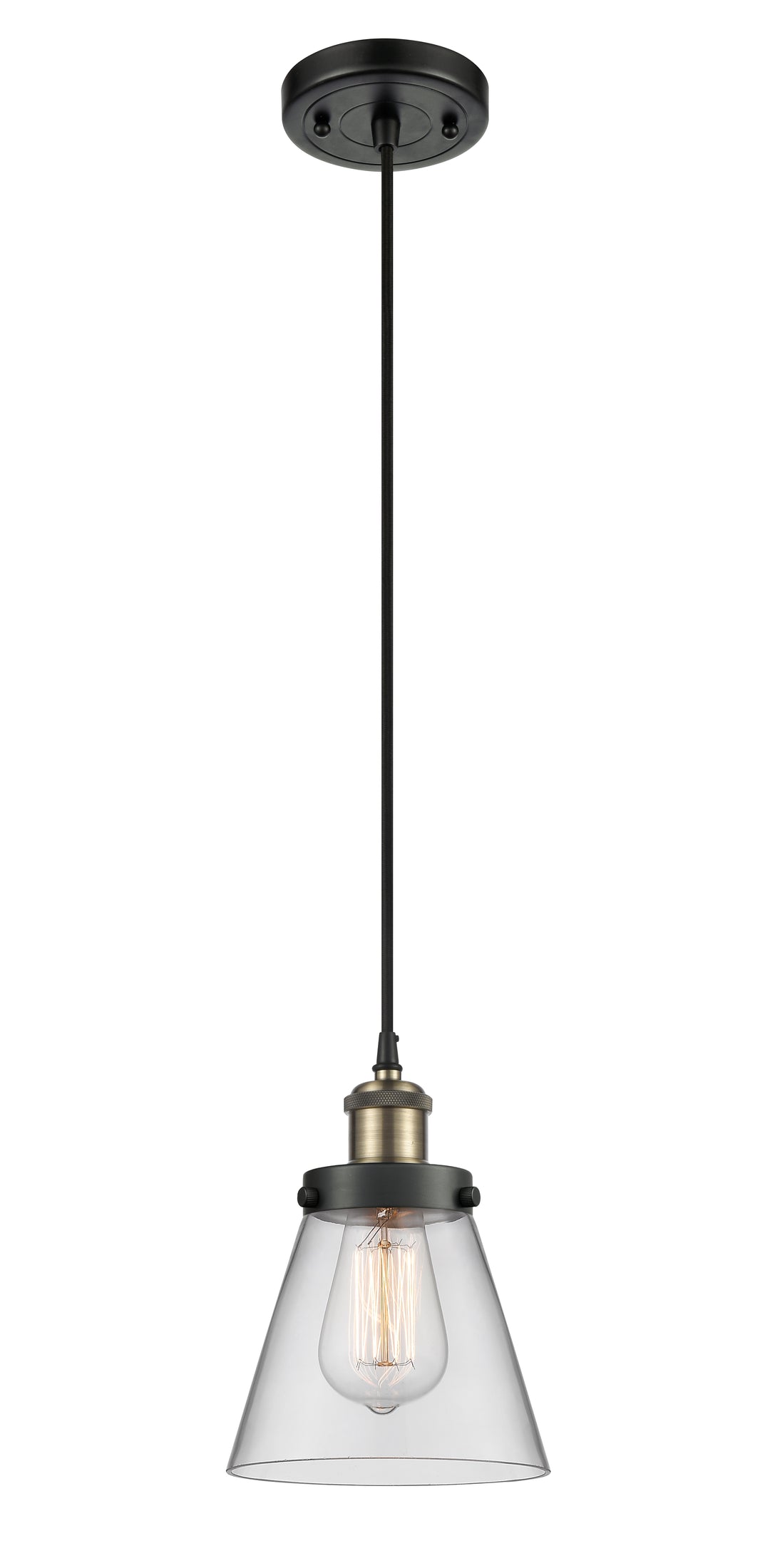 Innovations Lighting Cone 6" Mini Pendant - Black Antique Brass Mini-Pendants Innovations Lighting   