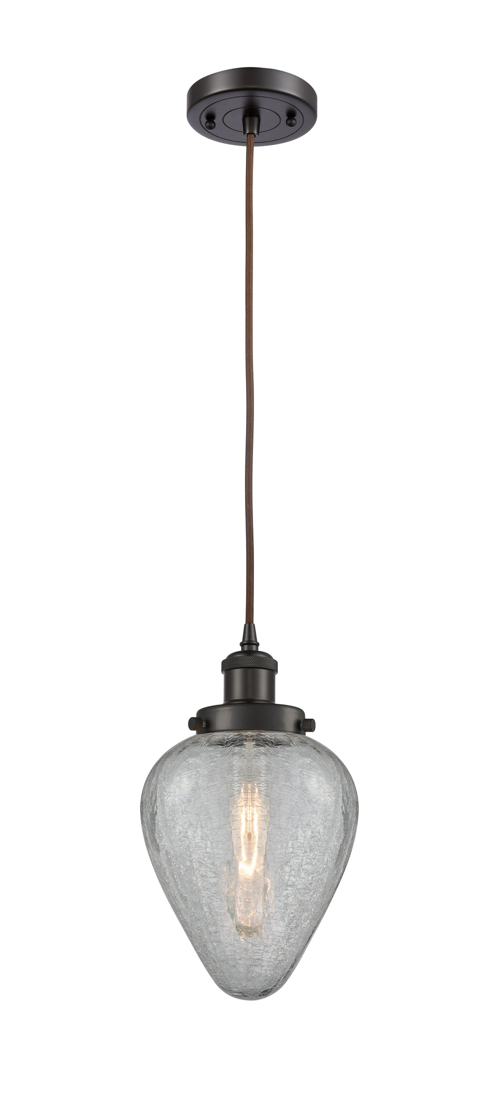 Innovations Lighting Geneseo 6" Mini Pendant - Oil Rubbed Bronze Mini-Pendants Innovations Lighting Clear Crackled ; Glass Type: Crackled  