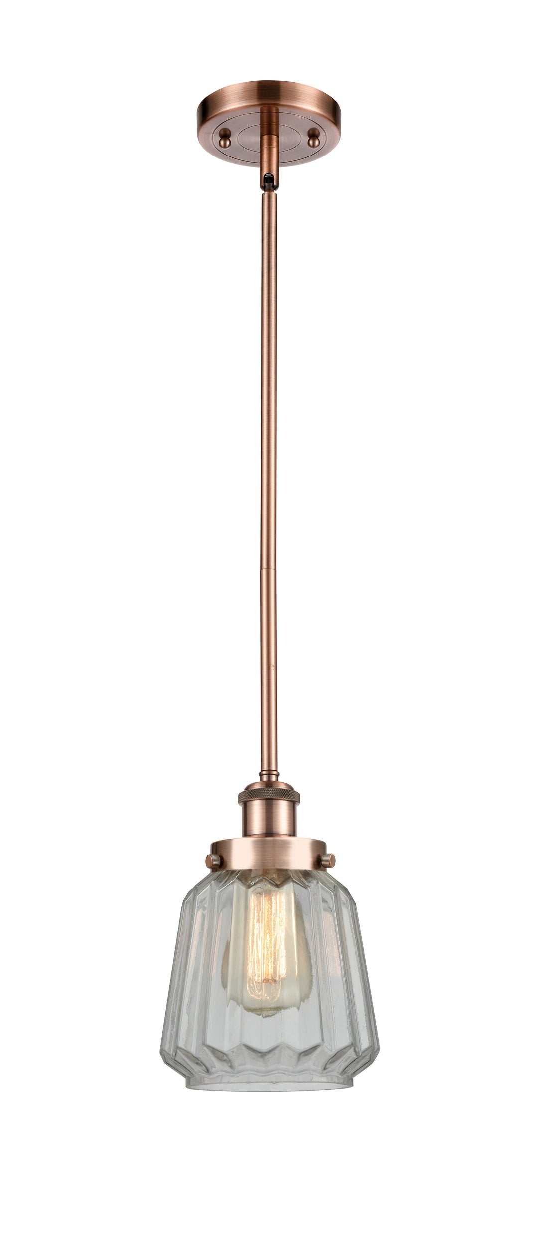 Innovations Lighting Chatham 6" Mini Pendant - Antique Copper Mini-Pendants Innovations Lighting Clear ; Glass Type: Transparent; Ribbed  