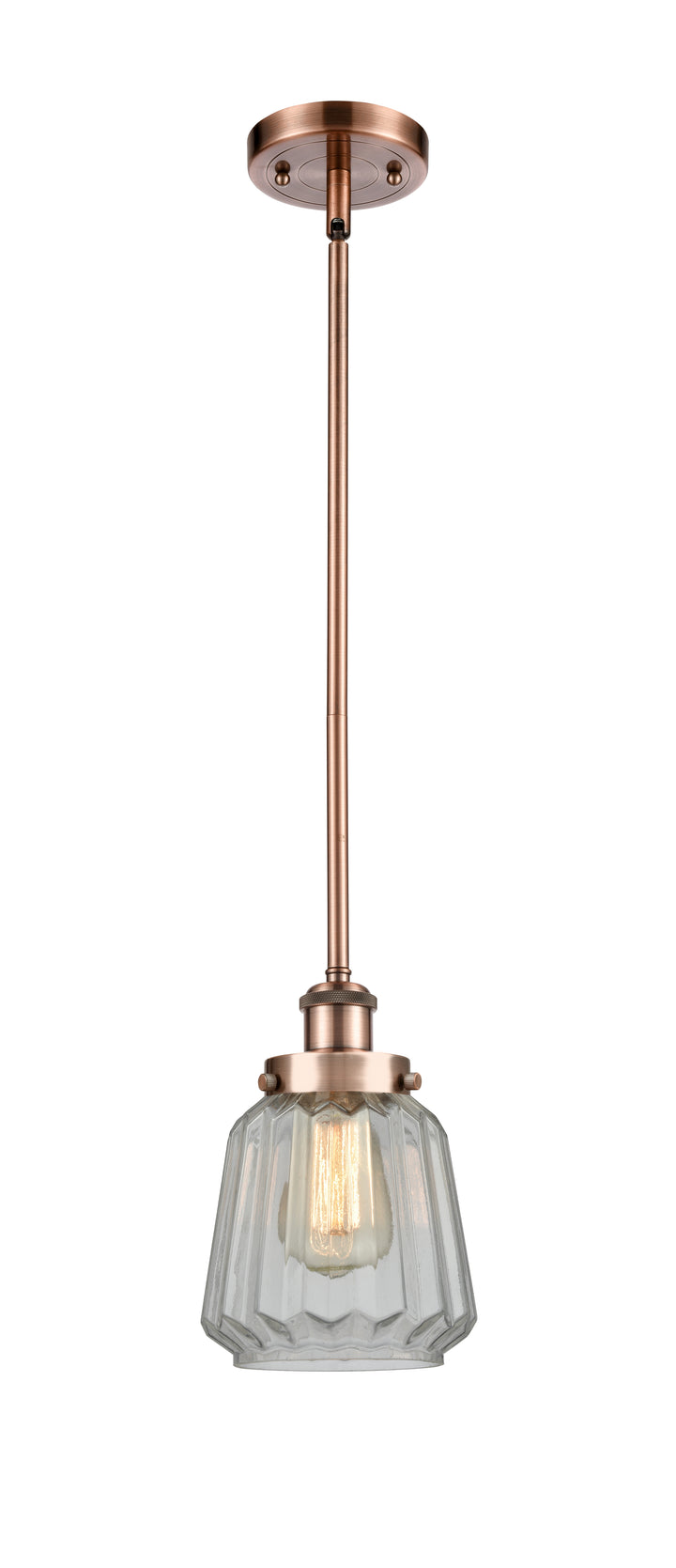 Innovations Lighting Chatham 6" Mini Pendant - Antique Copper Mini-Pendants Innovations Lighting Clear ; Glass Type: Transparent; Ribbed  