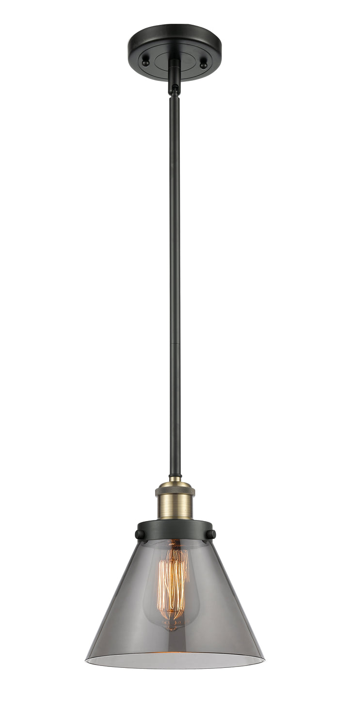 Innovations Lighting Cone 8" Mini Pendant - Black Antique Brass Mini-Pendants Innovations Lighting Light Smoke ; Glass Type: Colorful  