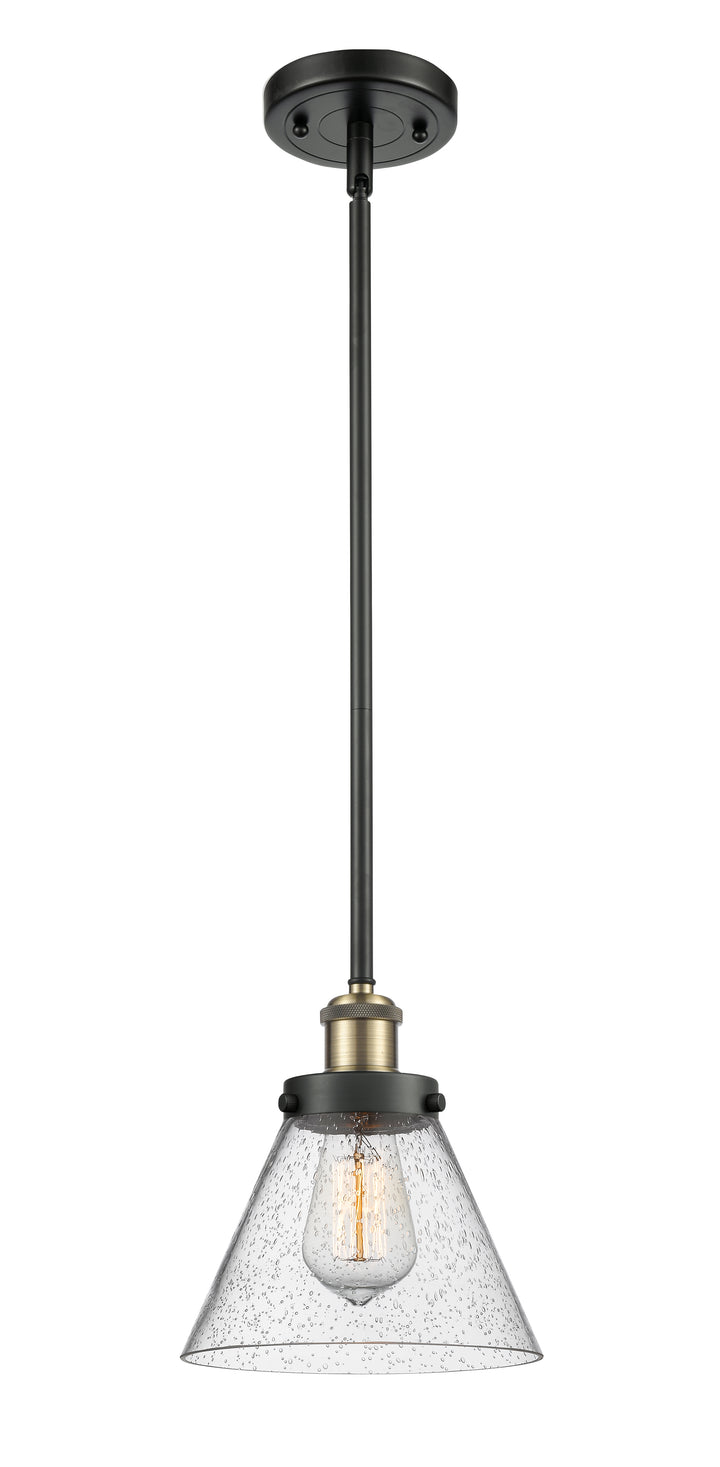 Innovations Lighting Cone 8" Mini Pendant - Black Antique Brass Mini-Pendants Innovations Lighting Seedy ; Glass Type: Seeded  