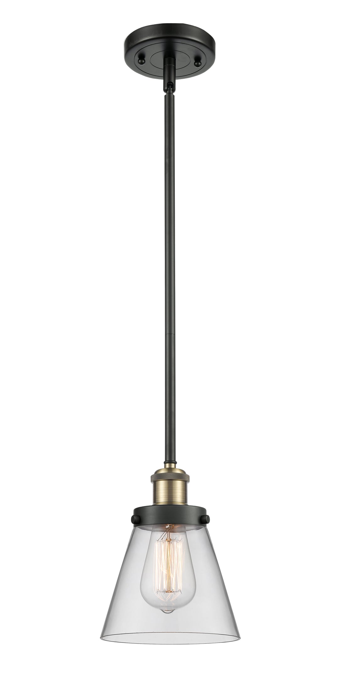 Innovations Lighting Cone 6" Mini Pendant - Black Antique Brass Mini-Pendants Innovations Lighting Clear ; Glass Type: Transparent  