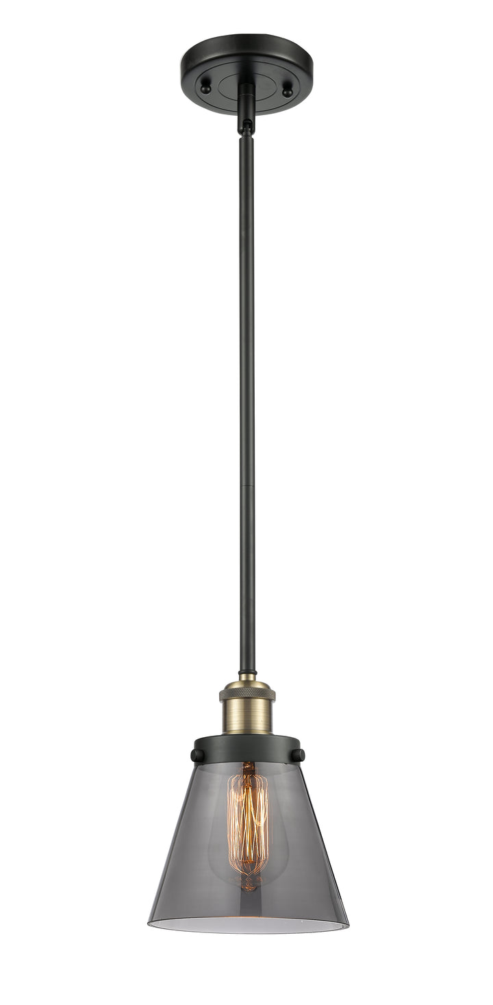 Innovations Lighting Cone 6" Mini Pendant - Black Antique Brass Mini-Pendants Innovations Lighting Light Smoke ; Glass Type: Colorful  