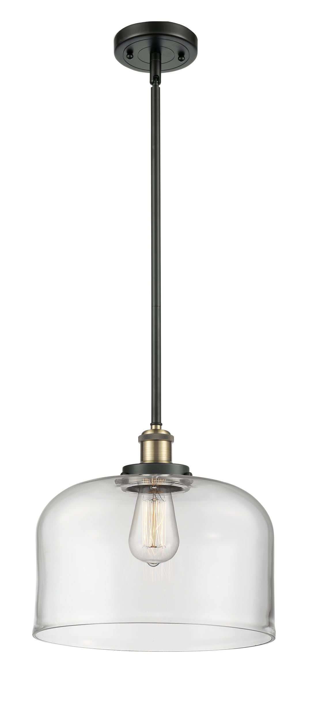 Innovations Lighting Bell 12" Mini Pendant - Black Antique Brass Mini-Pendants Innovations Lighting Clear ; Glass Type: Transparent  