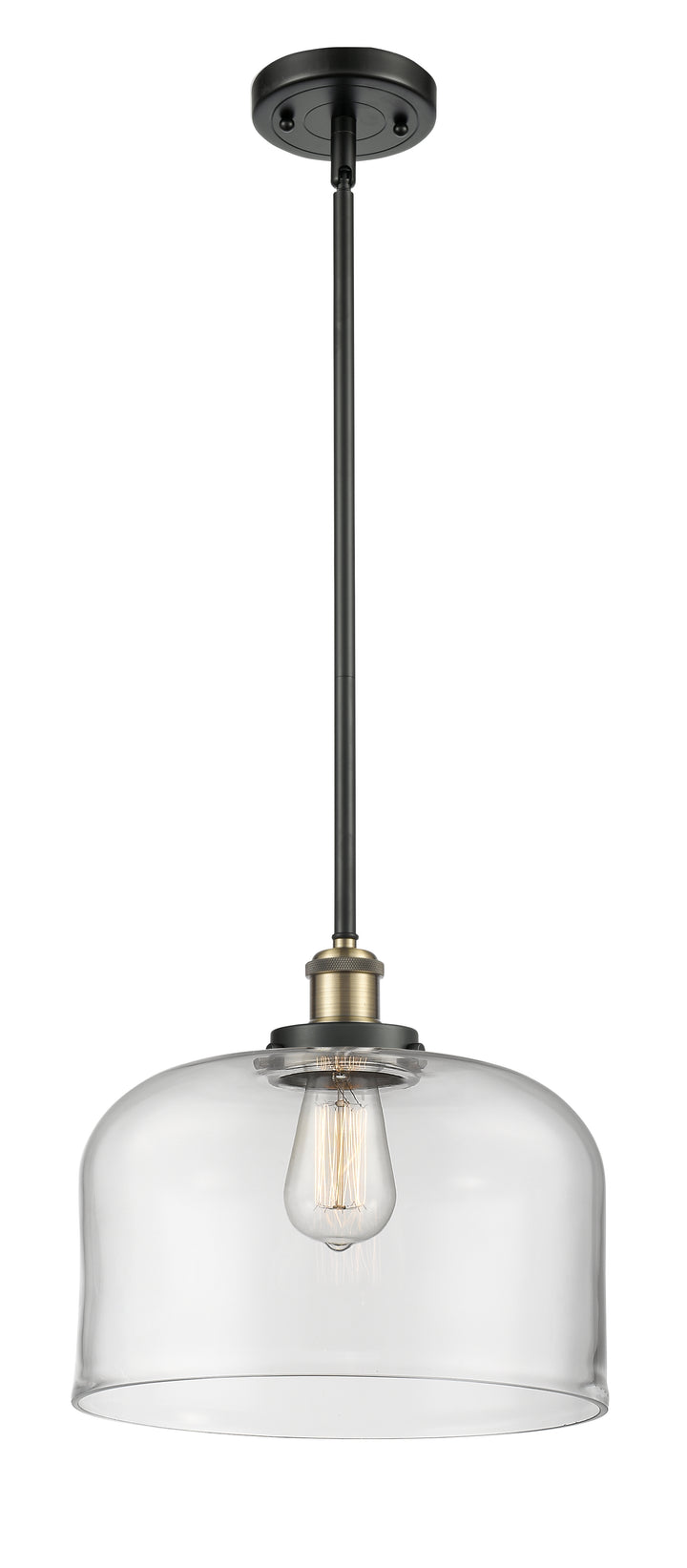 Innovations Lighting Bell 12" Mini Pendant - Black Antique Brass Mini-Pendants Innovations Lighting Clear ; Glass Type: Transparent  