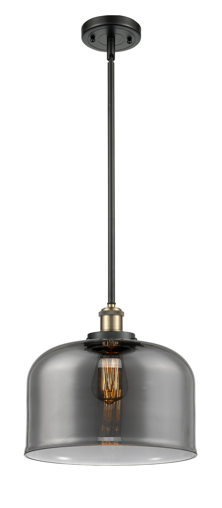 Innovations Lighting Bell 12" Mini Pendant - Black Antique Brass Mini-Pendants Innovations Lighting Light Smoke ; Glass Type: Colorful  