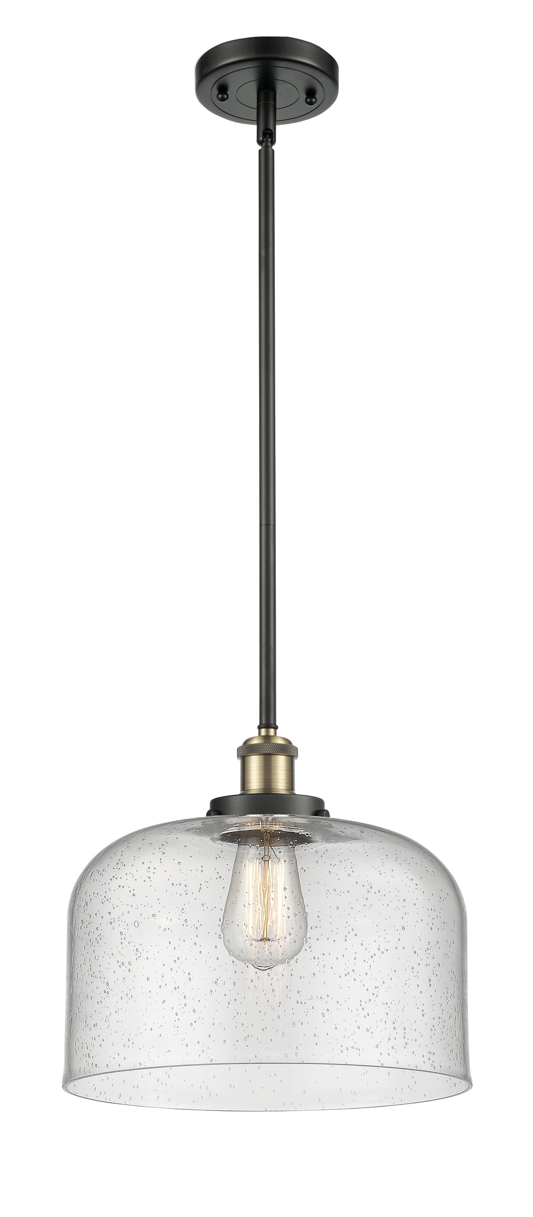 Innovations Lighting Bell 12" Mini Pendant - Black Antique Brass Mini-Pendants Innovations Lighting Seedy ; Glass Type: Seeded  