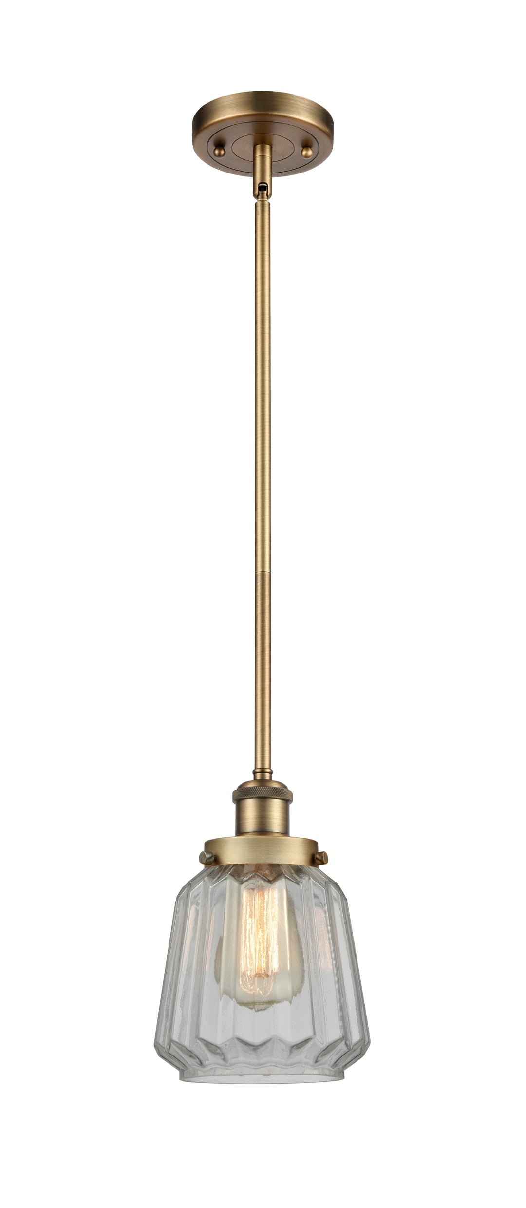 Innovations Lighting Chatham 6" Mini Pendant - Brushed Brass Mini-Pendants Innovations Lighting Clear ; Glass Type: Transparent; Ribbed  