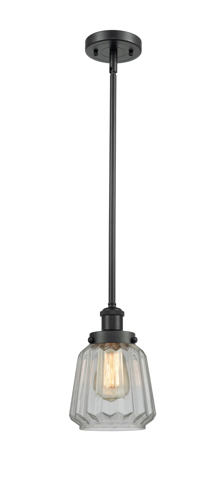 Innovations Lighting Chatham 6" Mini Pendant - Matte Black Mini-Pendants Innovations Lighting Clear ; Glass Type: Transparent; Ribbed  