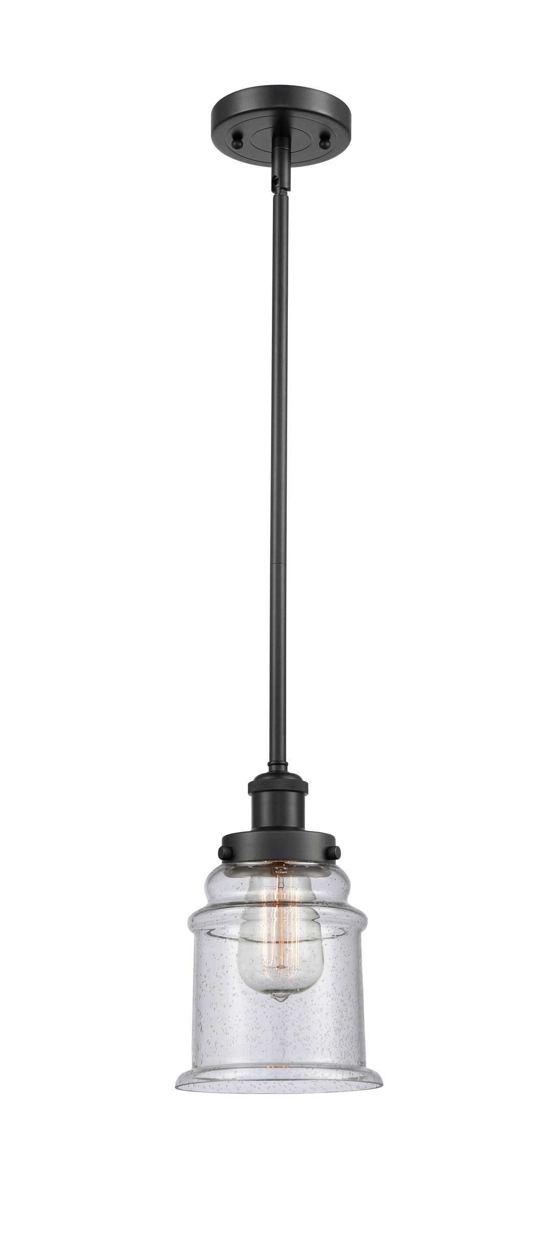 Innovations Lighting Canton 6" Mini Pendant - Matte Black Mini-Pendants Innovations Lighting Seedy ; Glass Type: Seedy  