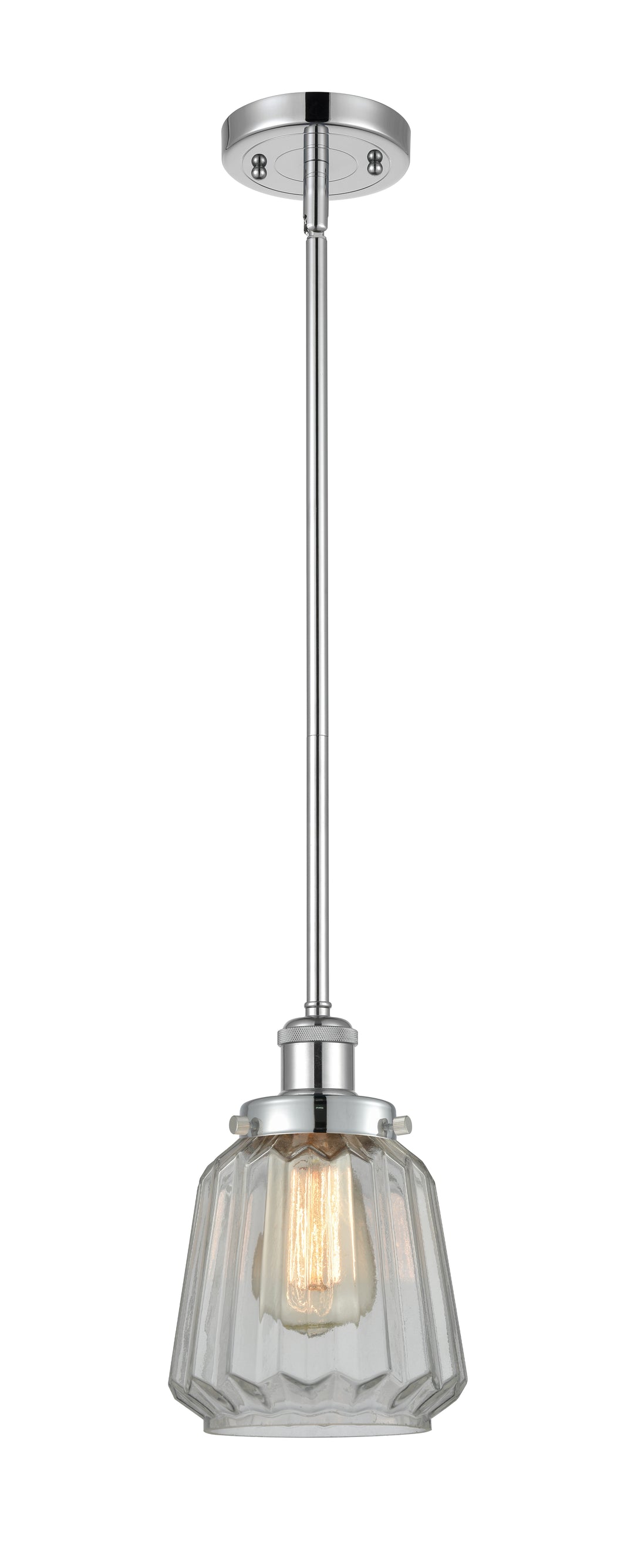 Innovations Lighting Chatham 6" Mini Pendant - Polished Chrome Mini-Pendants Innovations Lighting Clear ; Glass Type: Transparent; Ribbed  