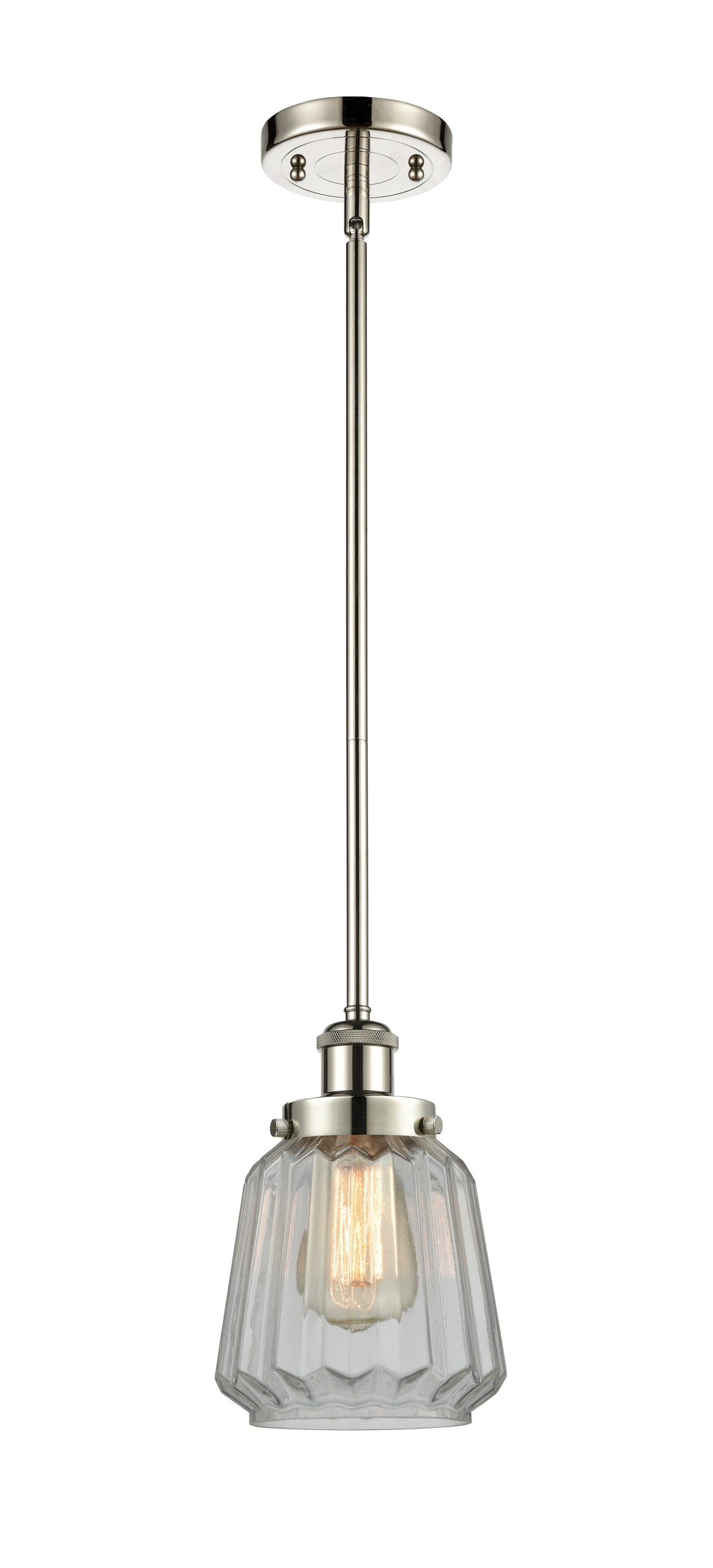 Innovations Lighting Chatham 6" Mini Pendant - Polished Nickel Mini-Pendants Innovations Lighting Clear ; Glass Type: Transparent; Ribbed  