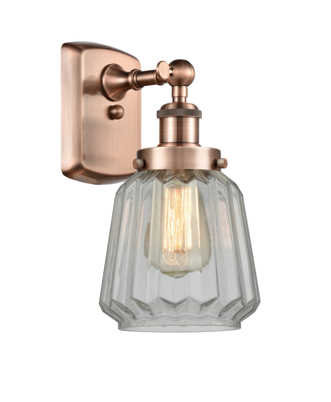 Innovations Lighting Chatham 6" Sconce - Antique Copper Wall Sconces Innovations Lighting Clear ; Glass Type: Transparent; Ribbed  