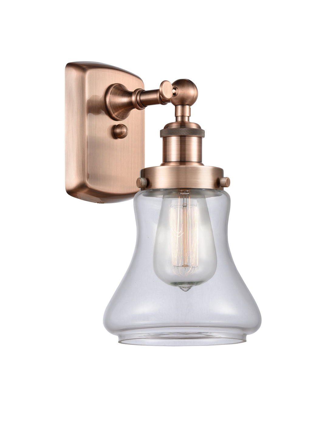 Innovations Lighting Bellmont 6" Sconce - Antique Copper Wall Sconces Innovations Lighting Clear ; Glass Type: Transparent  