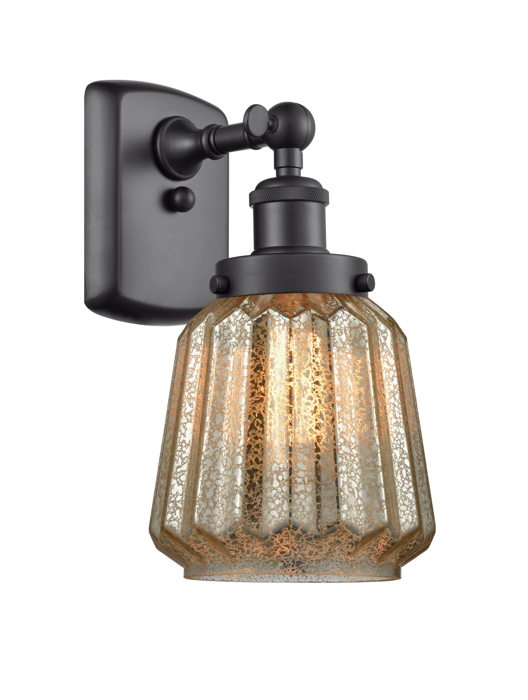 Innovations Lighting Chatham 6" Sconce - Matte Black Wall Sconces Innovations Lighting Mercury ; Glass Type: Mercury; Ribbed  