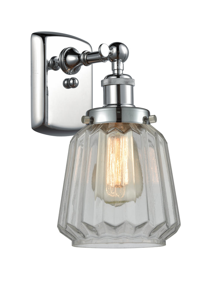 Innovations Lighting Chatham 6" Sconce - Polished Chrome Wall Sconces Innovations Lighting Clear ; Glass Type: Transparent; Ribbed  