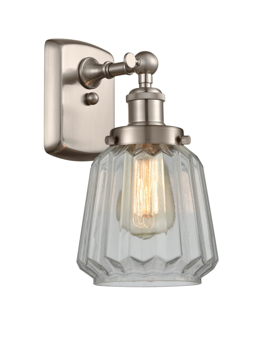 Innovations Lighting Chatham 6" Sconce - Brushed Satin Nickel Wall Sconces Innovations Lighting Clear ; Glass Type: Transparent; Ribbed  