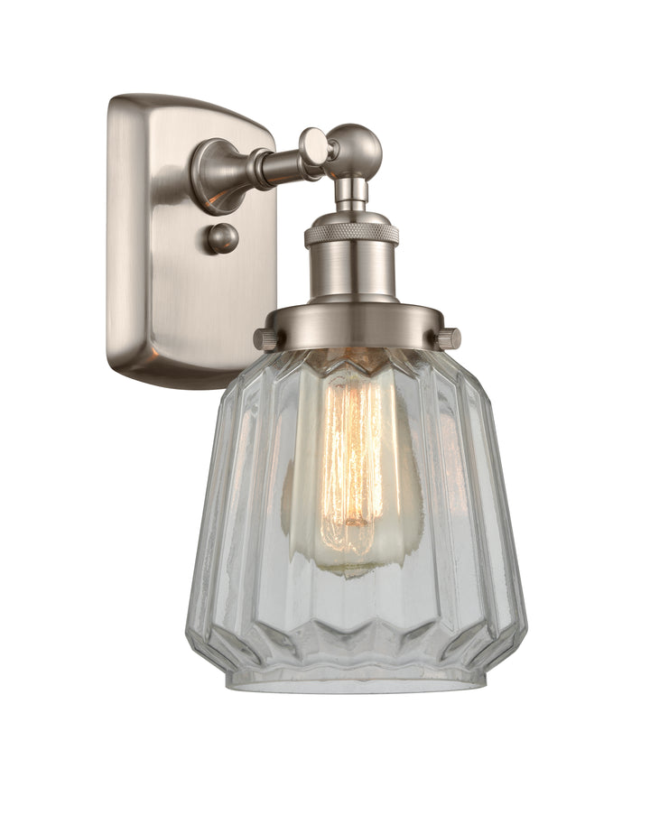 Innovations Lighting Chatham 6" Sconce - Brushed Satin Nickel Wall Sconces Innovations Lighting Clear ; Glass Type: Transparent; Ribbed  