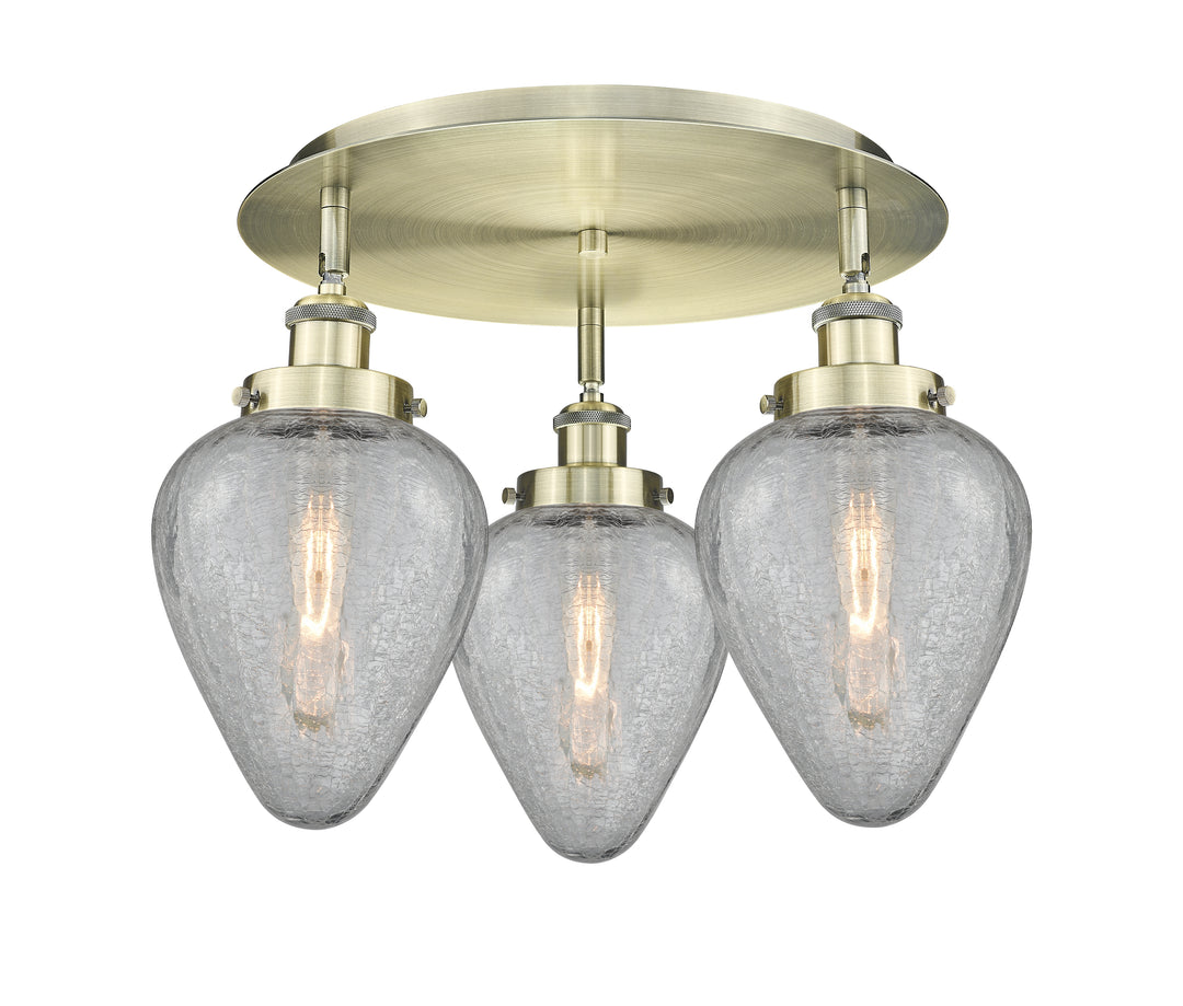 Innovations Lighting Geneseo 6" Flush Mount - Antique Brass Ceiling Flush Mounts Innovations Lighting Clear Crackled ; Glass Type: Crackled  