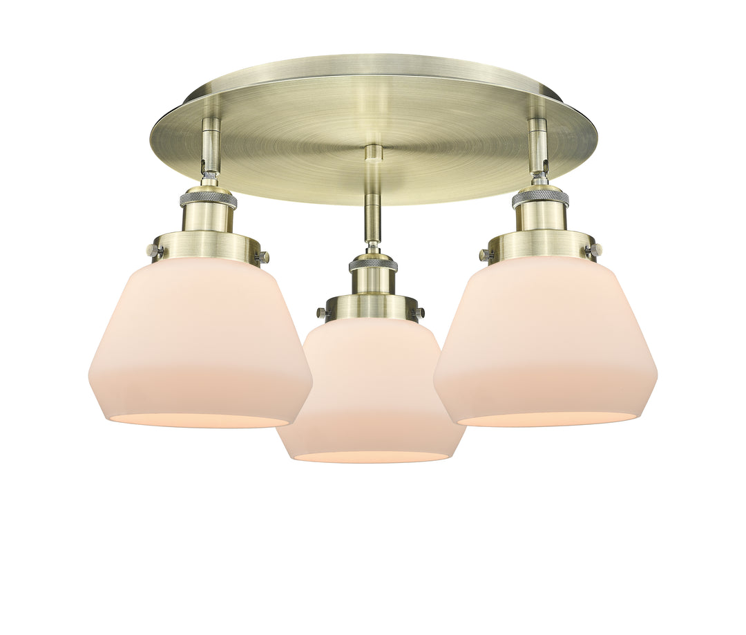 Innovations Lighting Fulton Flush Mount - Antique Brass Ceiling Flush Mounts Innovations Lighting Matte White ; Glass Type: Frosted  