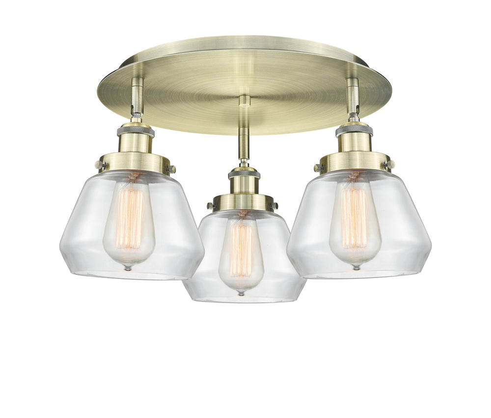 Innovations Lighting Fulton Flush Mount - Antique Brass Ceiling Flush Mounts Innovations Lighting Clear ; Glass Type: Clear  