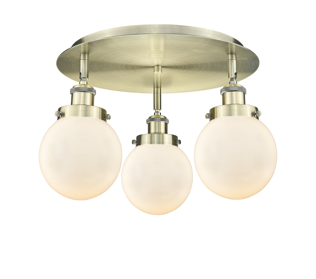 Innovations Lighting Beacon 6" Flush Mount - Antique Brass Ceiling Flush Mounts Innovations Lighting Matte White ; Glass Type: Frosted  