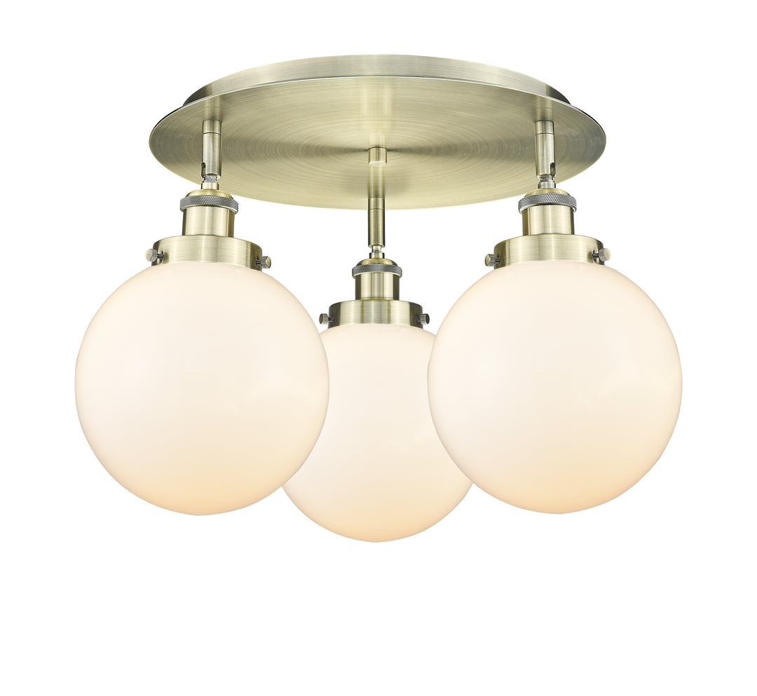 Innovations Lighting Beacon 8" Flush Mount - Antique Brass Ceiling Flush Mounts Innovations Lighting Matte White ; Glass Type: Frosted  